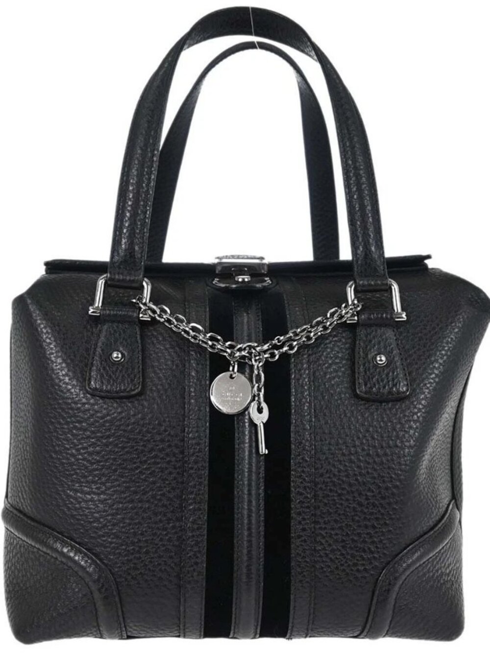 Gucci Black Leather Sherry Line Treasure Duffle Handbag 146002